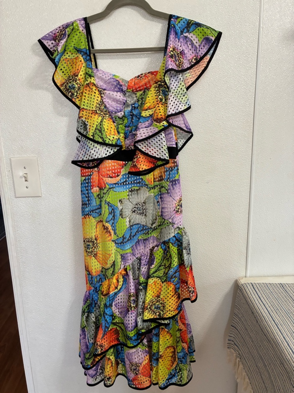 CQ by CQ Vibrant Floral Ruffle Midi Dress - Multicolor M